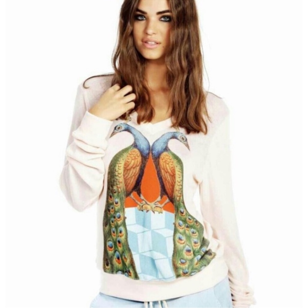 Wildfox Peacock Baggy Beach Jumper Sweatshirt